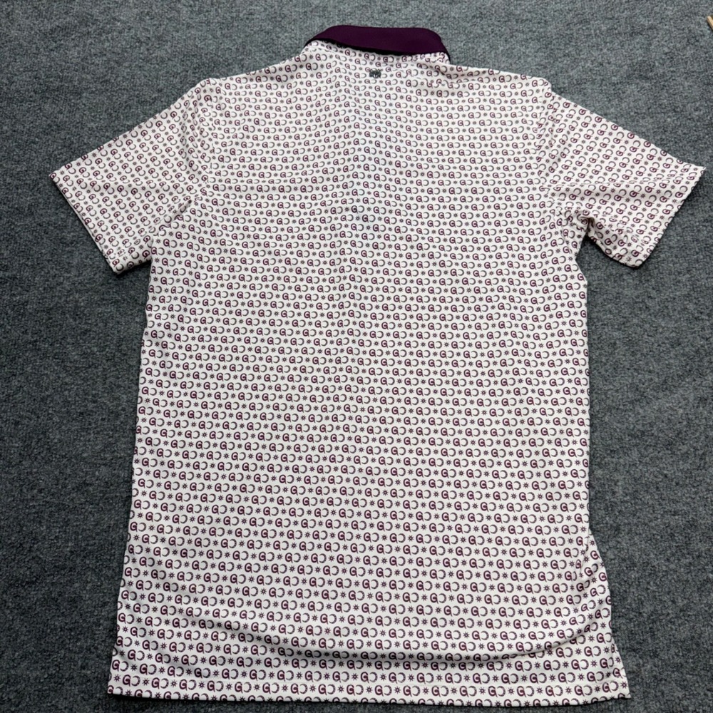 Greyson Clothiers Mens Small White Burgundy Logo Print Golf Polo Shirt Stretch - Picture 8 of 9